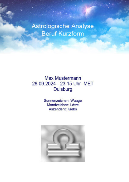Horoskop Beruf - Kurzanalyse