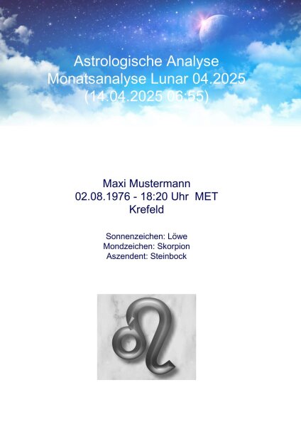 Horoskop Monatsanalyse Lunar - Langanalyse
