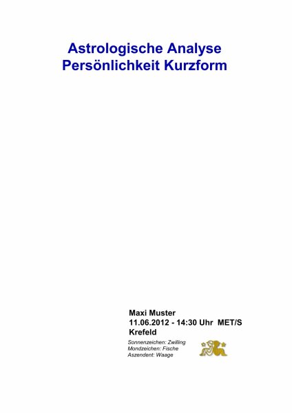Horoskop Persönlichkeit – Kurzanalyse