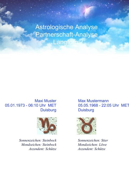 Horoskop Partnerschaft - Langanalyse